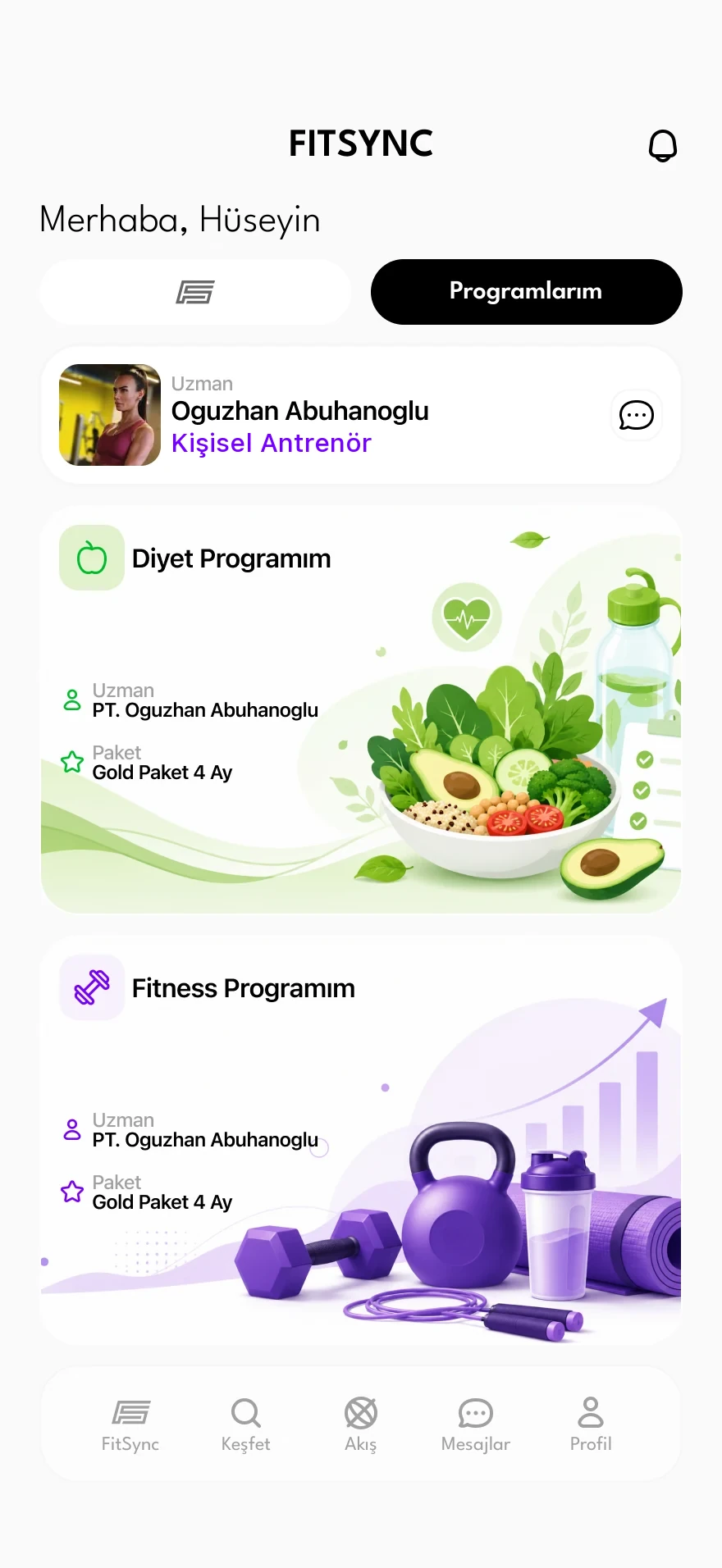 Danışanın programları: diyet ve fitness programı