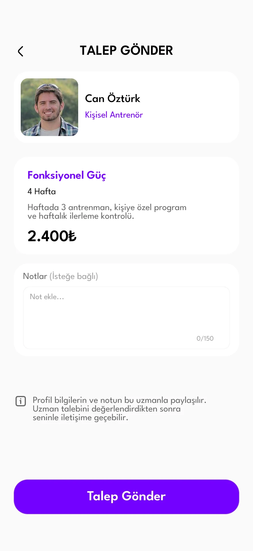 Uzmana plan talebi gönderme